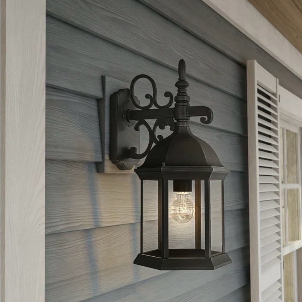 Designers Fou Outdoor Black Wall Lantern Sconce with Clear Glass